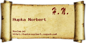 Hupka Norbert névjegykártya